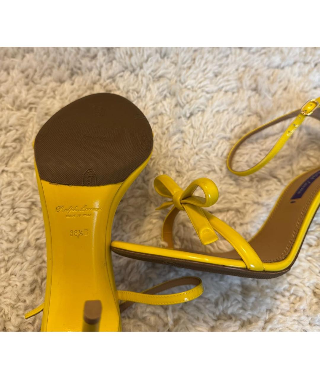 RALPH LAUREN Желтые кожаные босоножки, фото 4