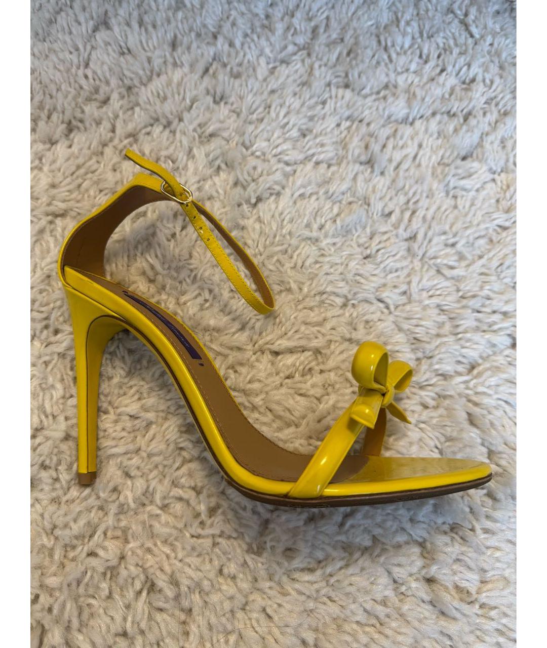 RALPH LAUREN Желтые кожаные босоножки, фото 5