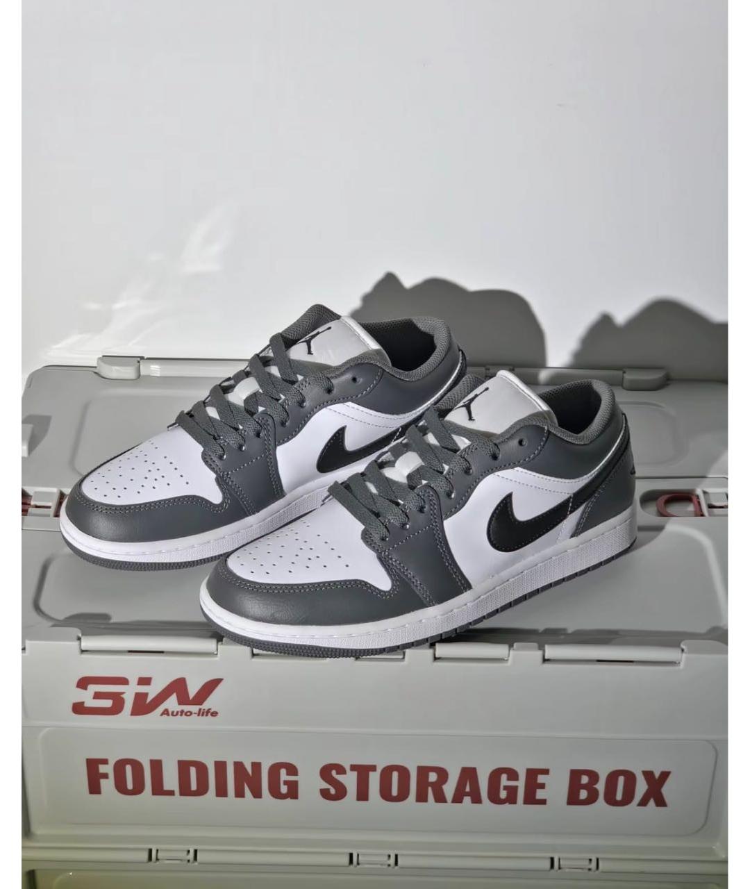 JORDAN Серые кожаные низкие кроссовки / кеды, фото 6