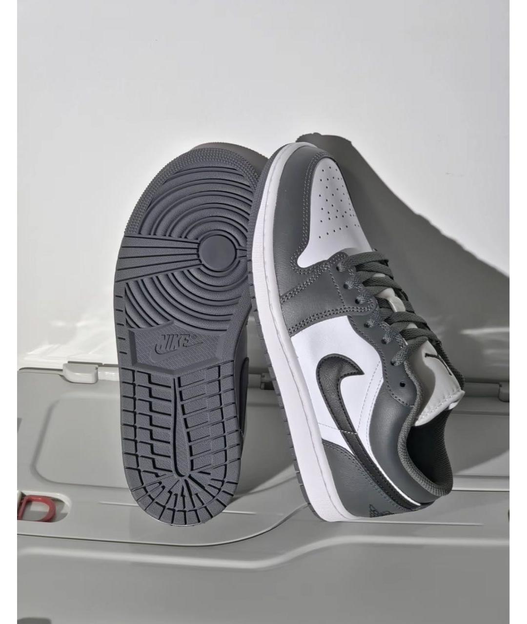 JORDAN Серые кожаные низкие кроссовки / кеды, фото 8