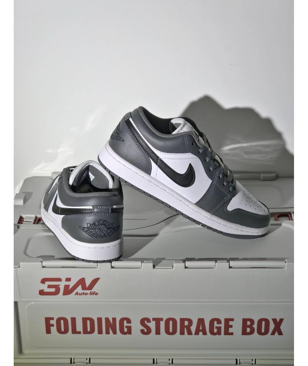 JORDAN Серые кожаные низкие кроссовки / кеды, фото 5