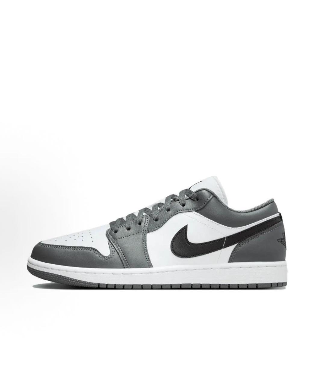 JORDAN Серые кожаные низкие кроссовки / кеды, фото 9