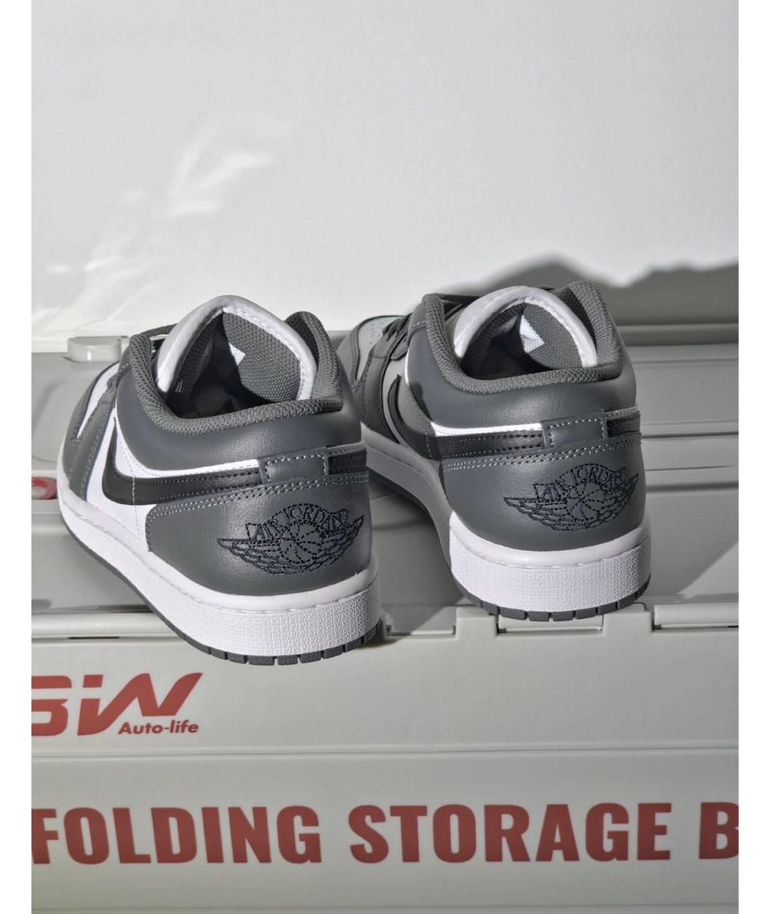 JORDAN Серые кожаные низкие кроссовки / кеды, фото 7