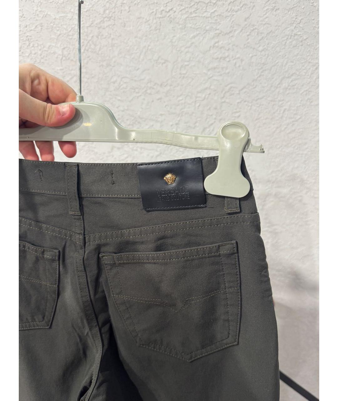 VERSACE JEANS COUTURE Хаки хлопковые прямые джинсы, фото 3