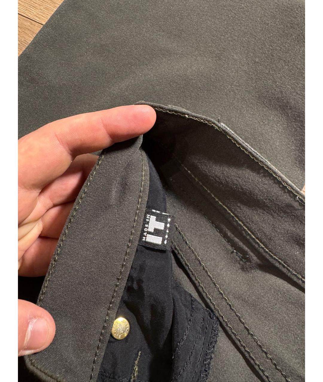 VERSACE JEANS COUTURE Хаки хлопковые прямые джинсы, фото 5