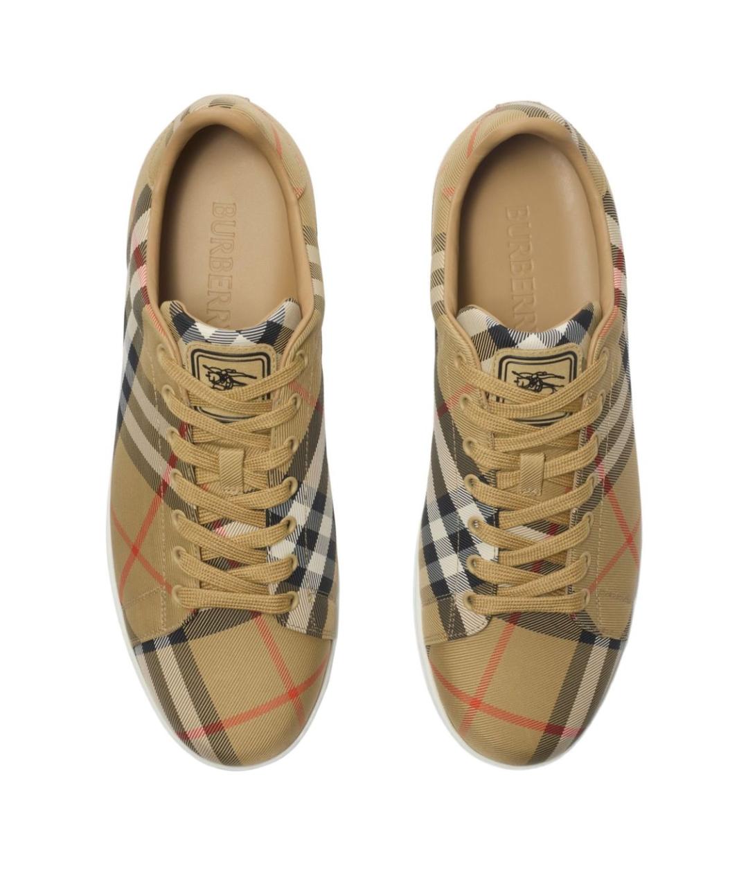 BURBERRY Бежевые синтетические низкие кроссовки / кеды, фото 2