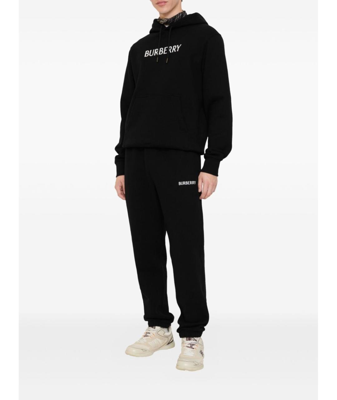 BURBERRY Черные хлопковые повседневные брюки, фото 2