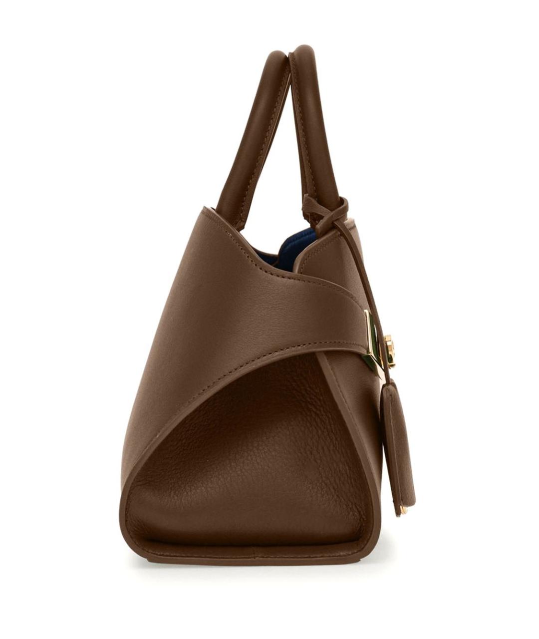 FERRAGAMO Коричневая кожаная сумка с короткими ручками, фото 5