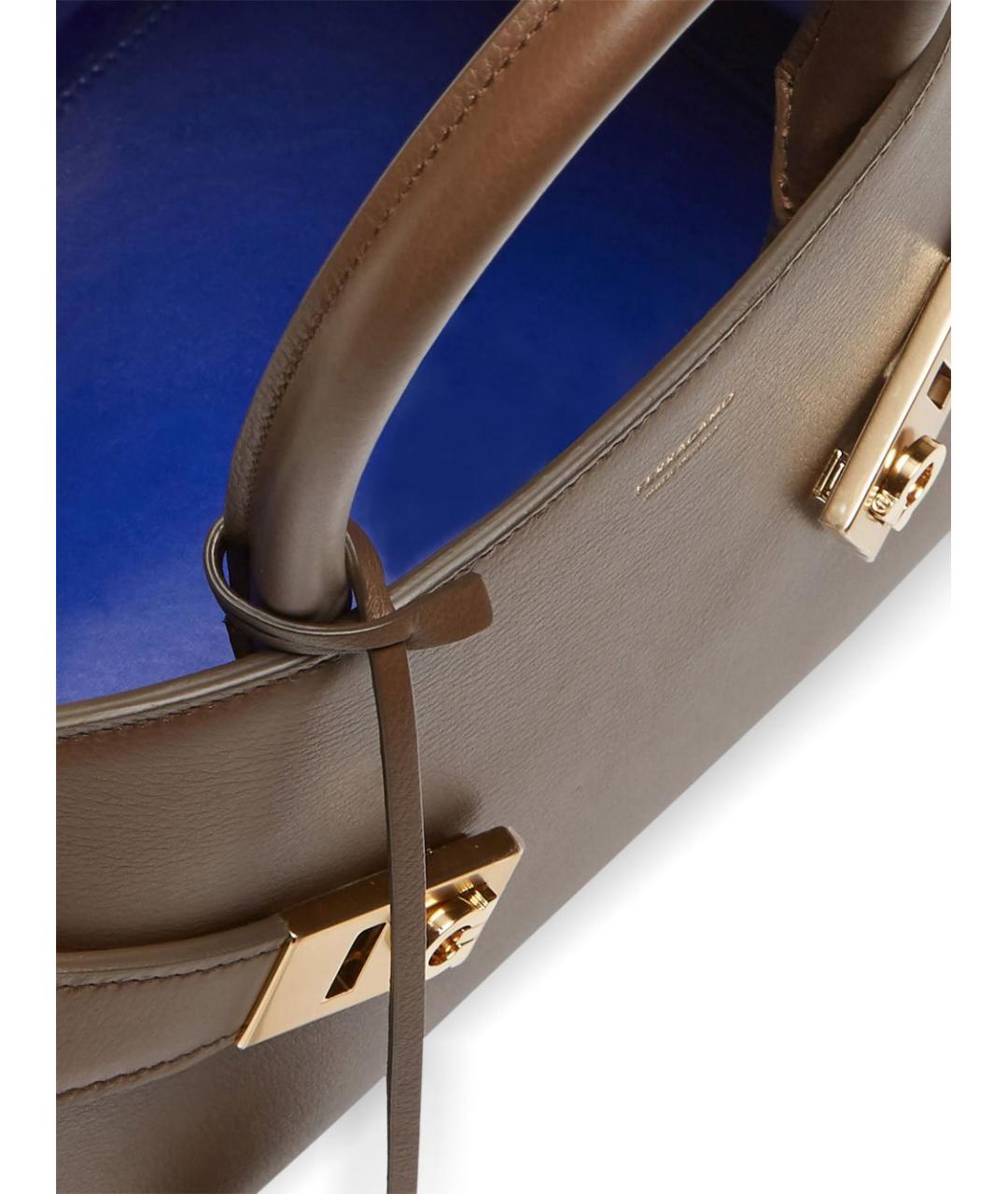 FERRAGAMO Коричневая кожаная сумка с короткими ручками, фото 4