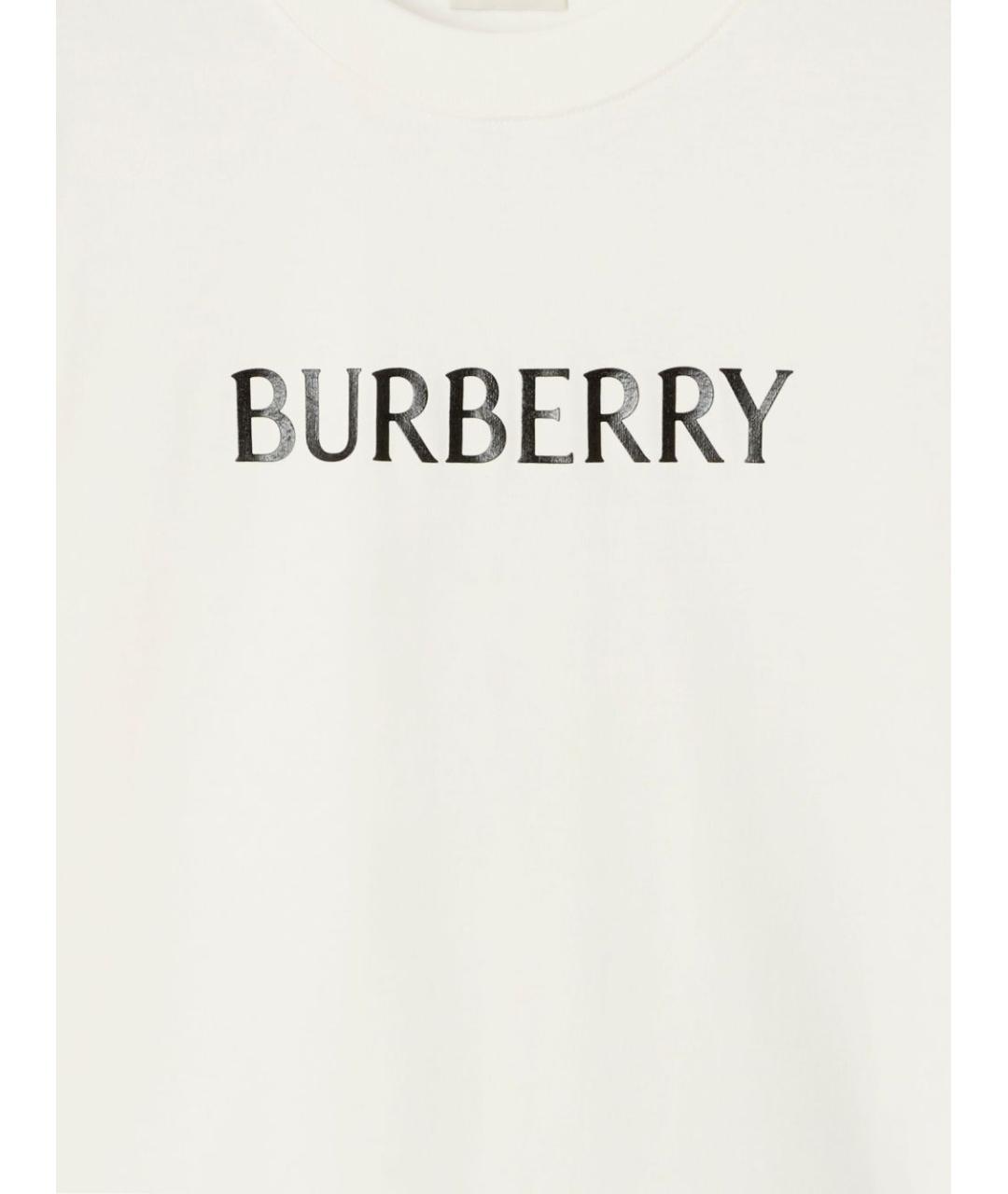 BURBERRY Белая хлопковая футболка, фото 3