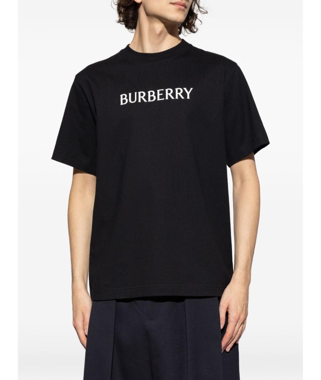 BURBERRY Черная хлопковая футболка, фото 3
