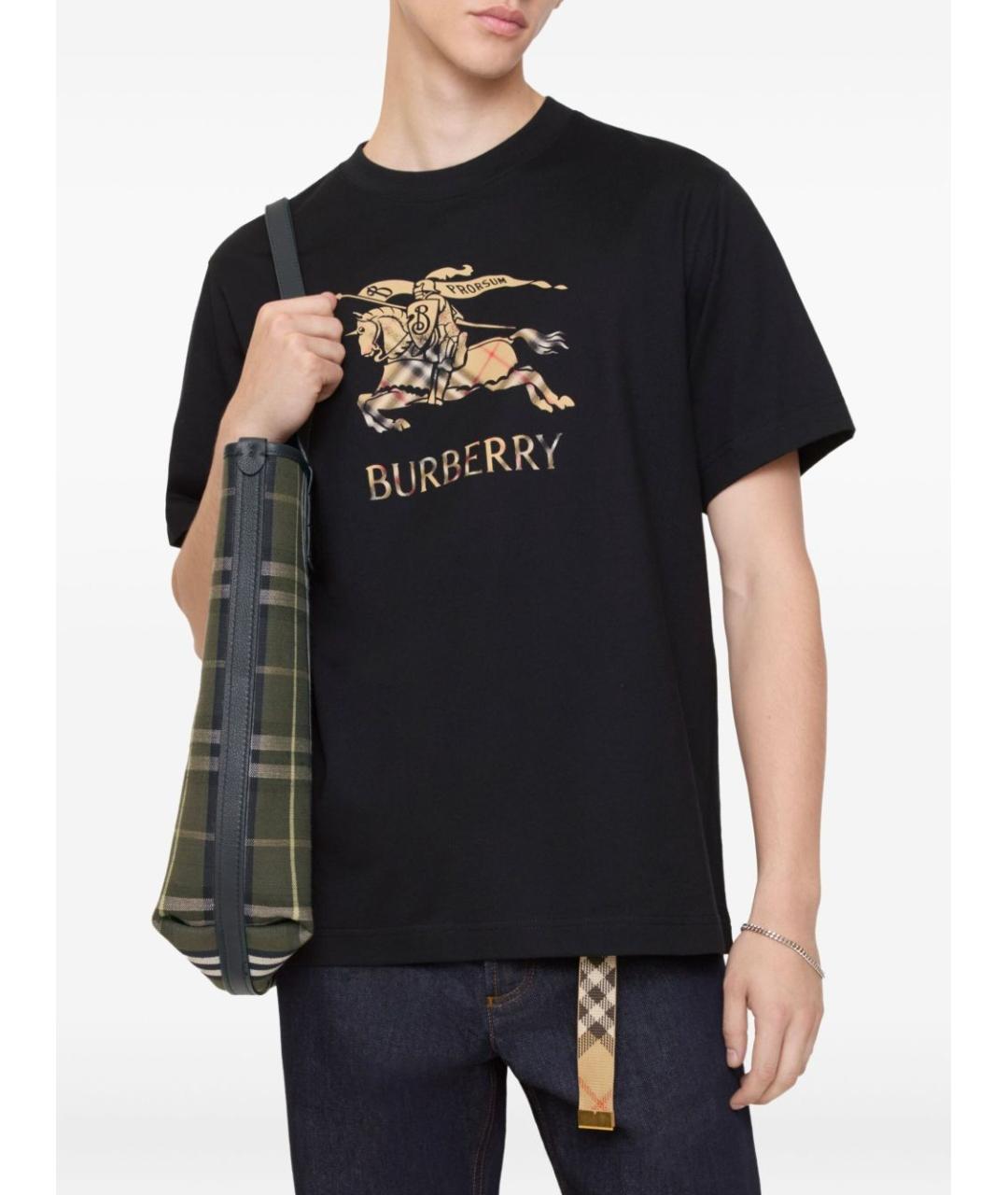 BURBERRY Черная хлопковая футболка, фото 4