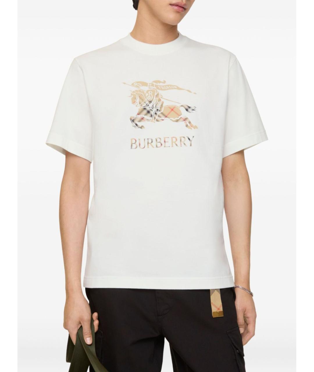 BURBERRY Белая хлопковая футболка, фото 3