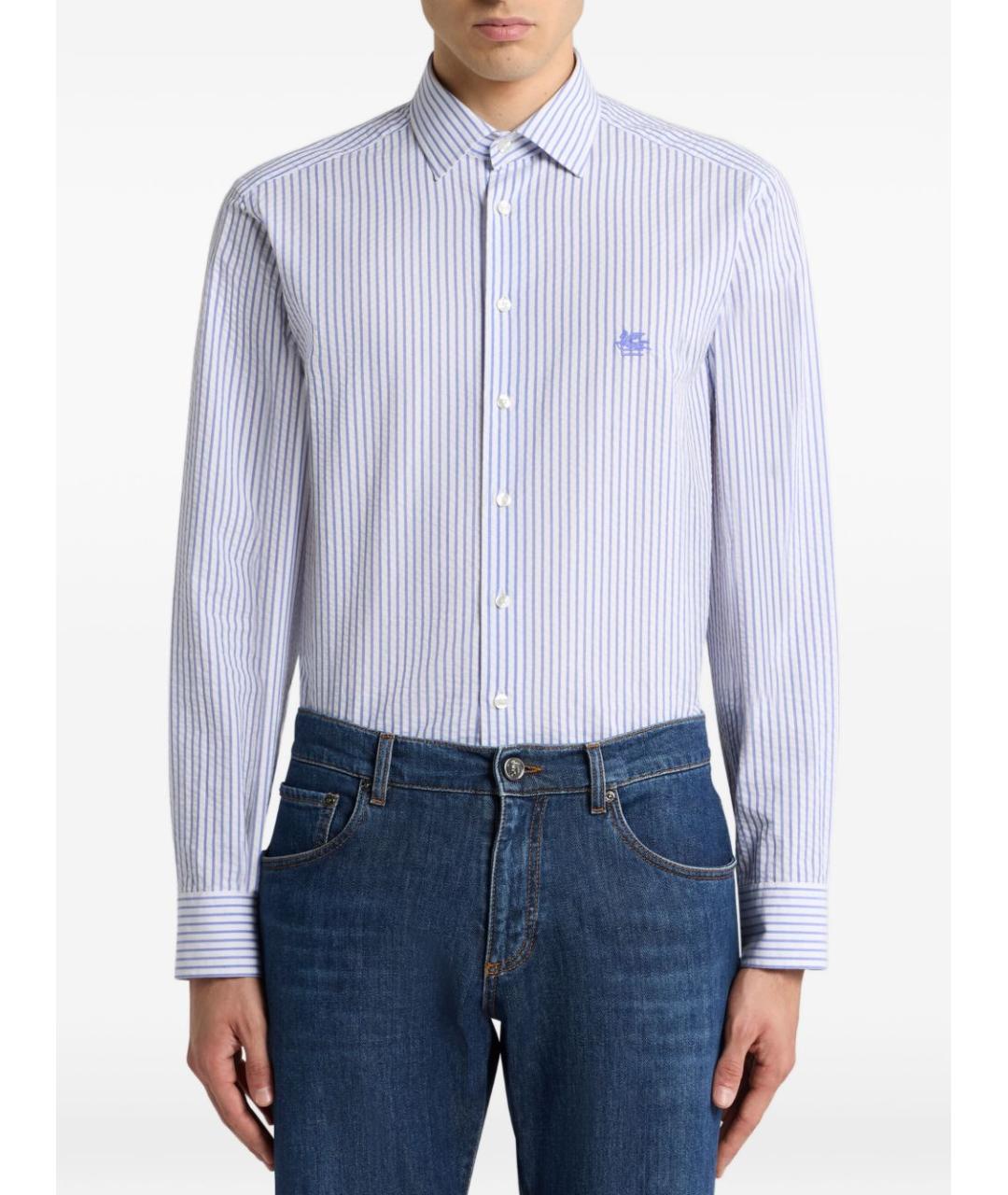 ETRO Голубая хлопковая кэжуал рубашка, фото 3