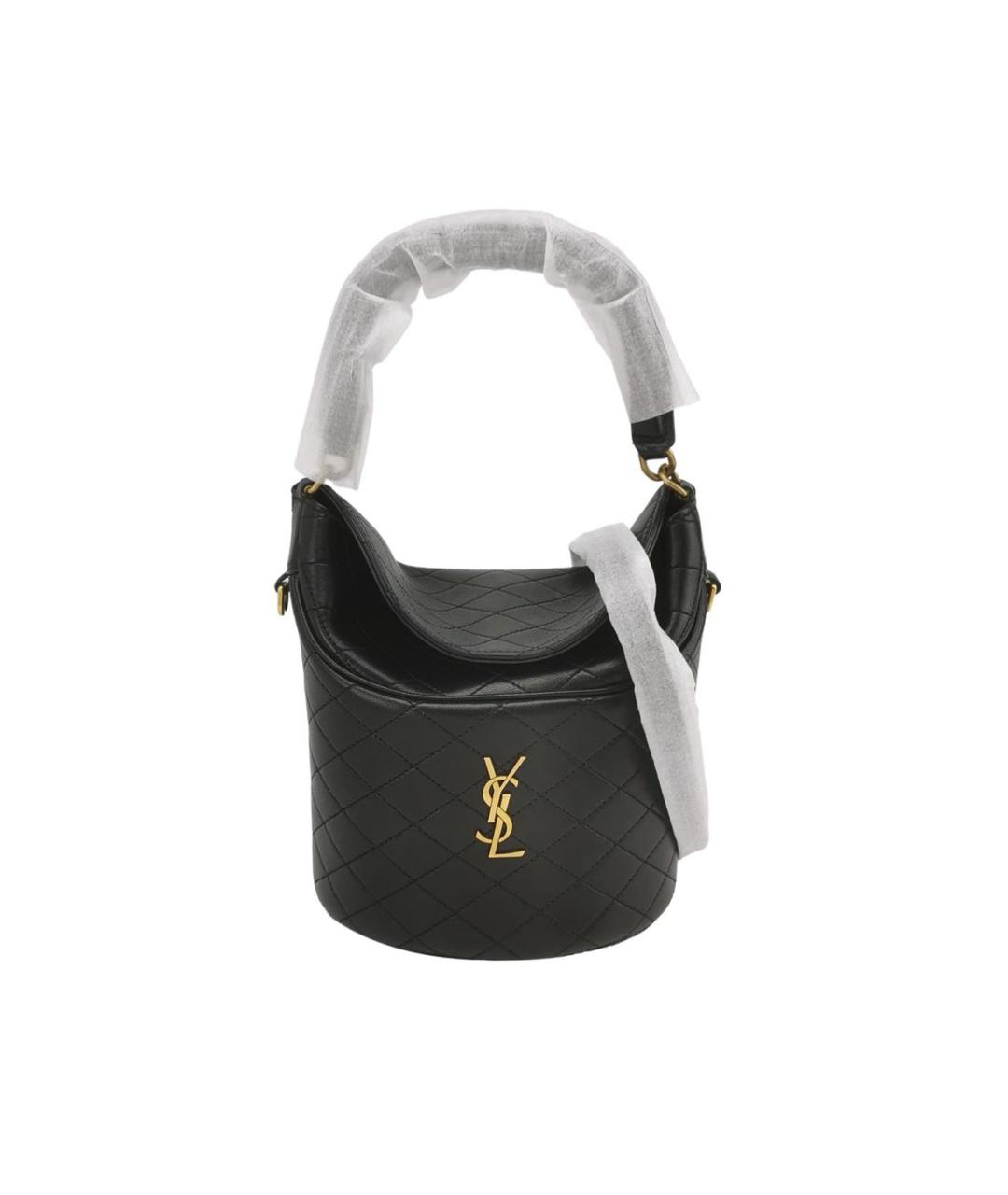 SAINT LAURENT Черная кожаная сумка с короткими ручками, фото 9