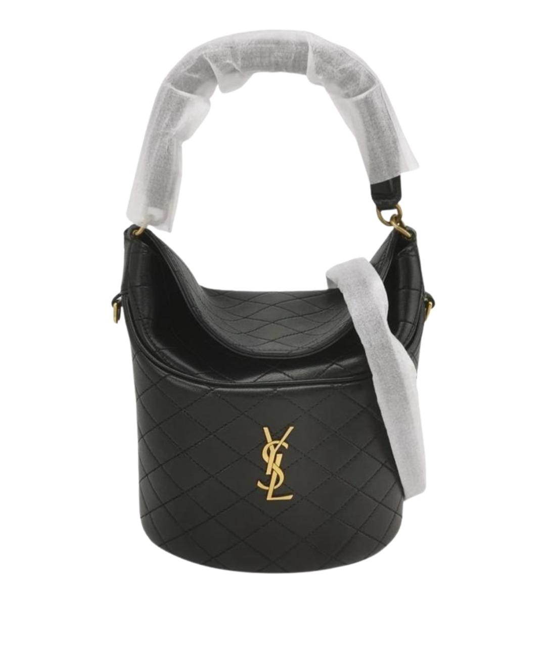 SAINT LAURENT Черная кожаная сумка с короткими ручками, фото 1