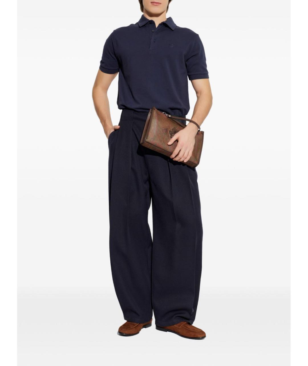 ETRO Темно-синее хлопковое поло с коротким рукавом, фото 2