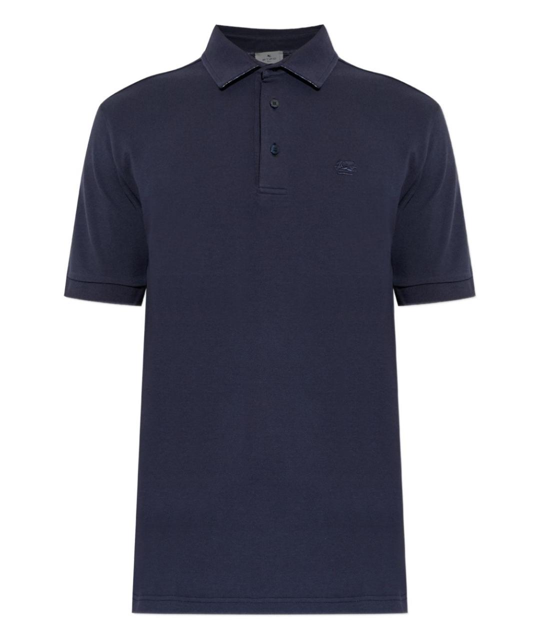 ETRO Темно-синее хлопковое поло с коротким рукавом, фото 1