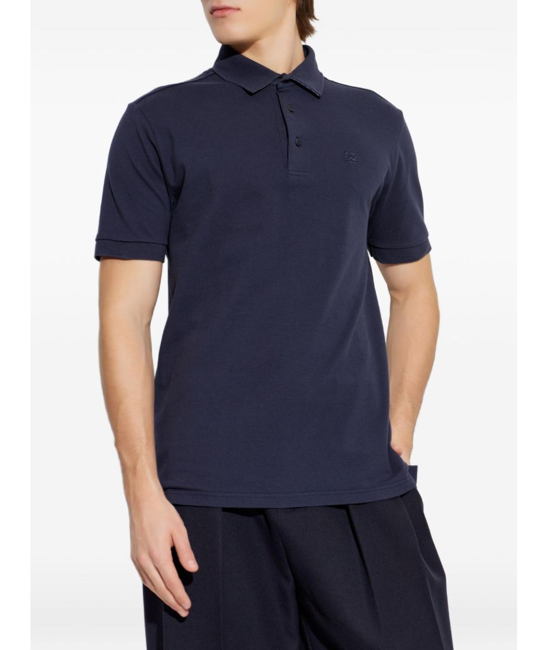 ETRO Темно-синее хлопковое поло с коротким рукавом, фото 5