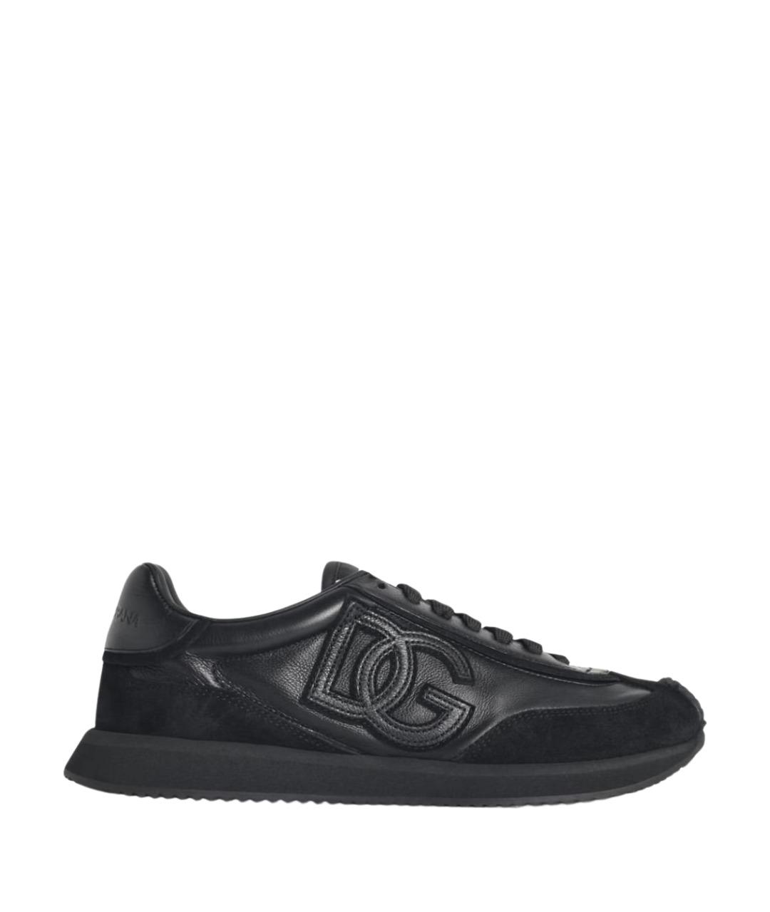 DOLCE&GABBANA Черные кожаные низкие кроссовки / кеды, фото 1