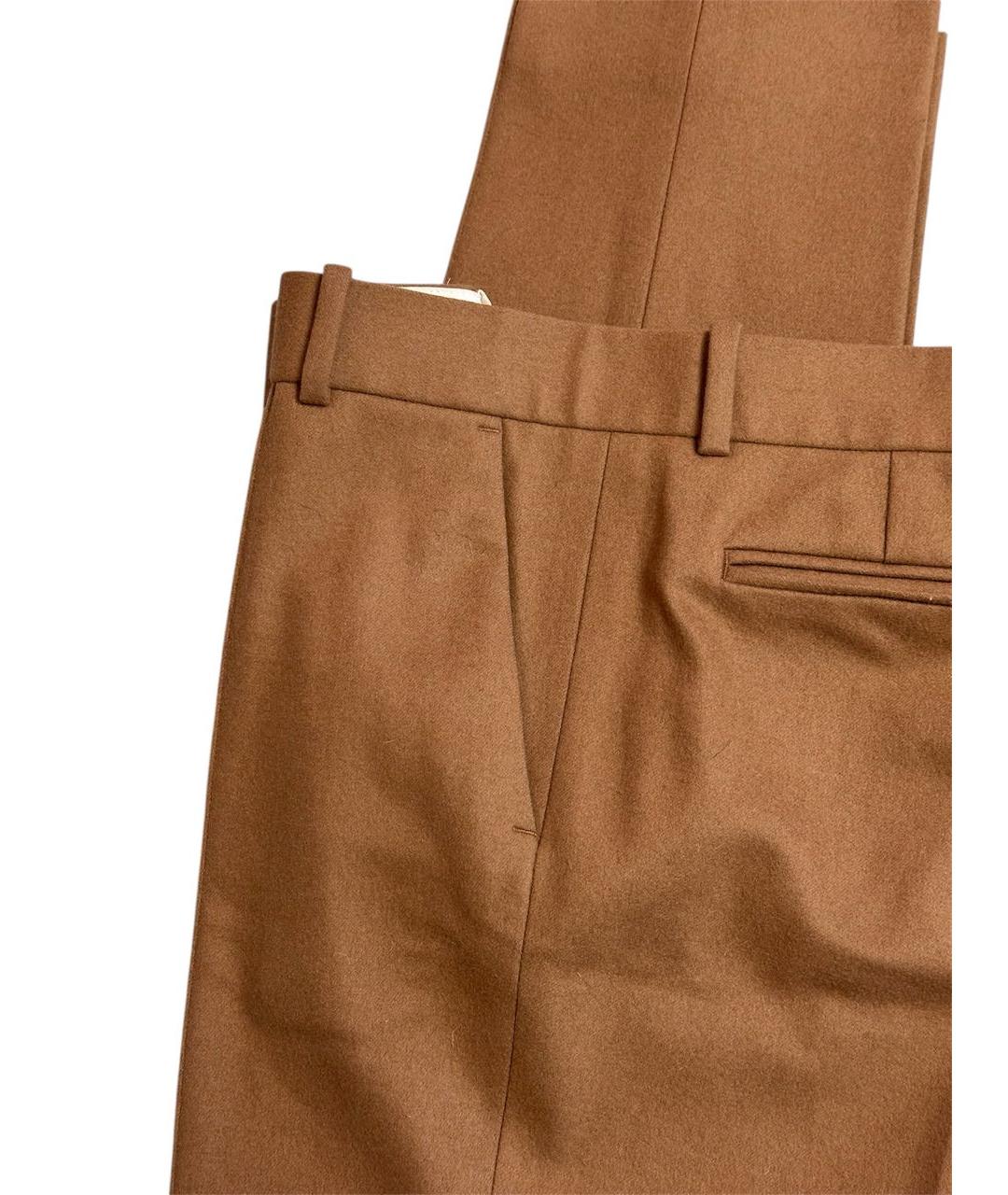 CELINE Коричневые шерстяные прямые брюки, фото 4
