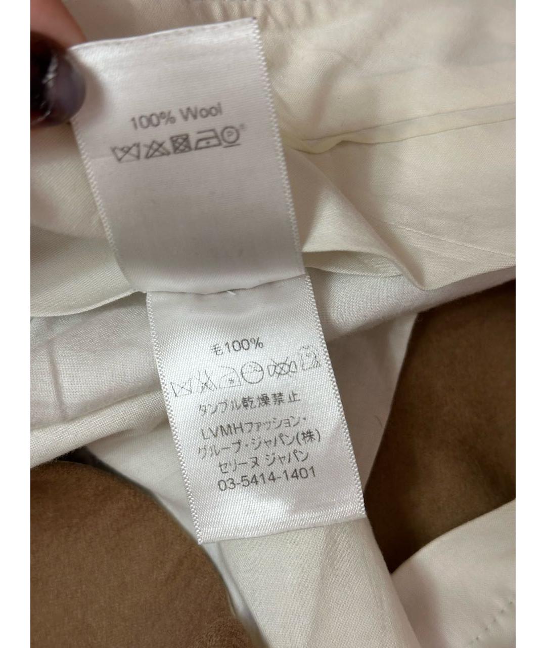 CELINE Коричневые шерстяные прямые брюки, фото 7