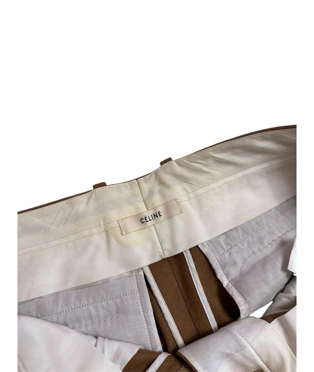 CELINE Коричневые шерстяные прямые брюки, фото 5