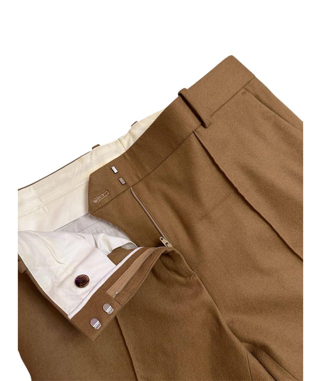 CELINE Коричневые шерстяные прямые брюки, фото 3