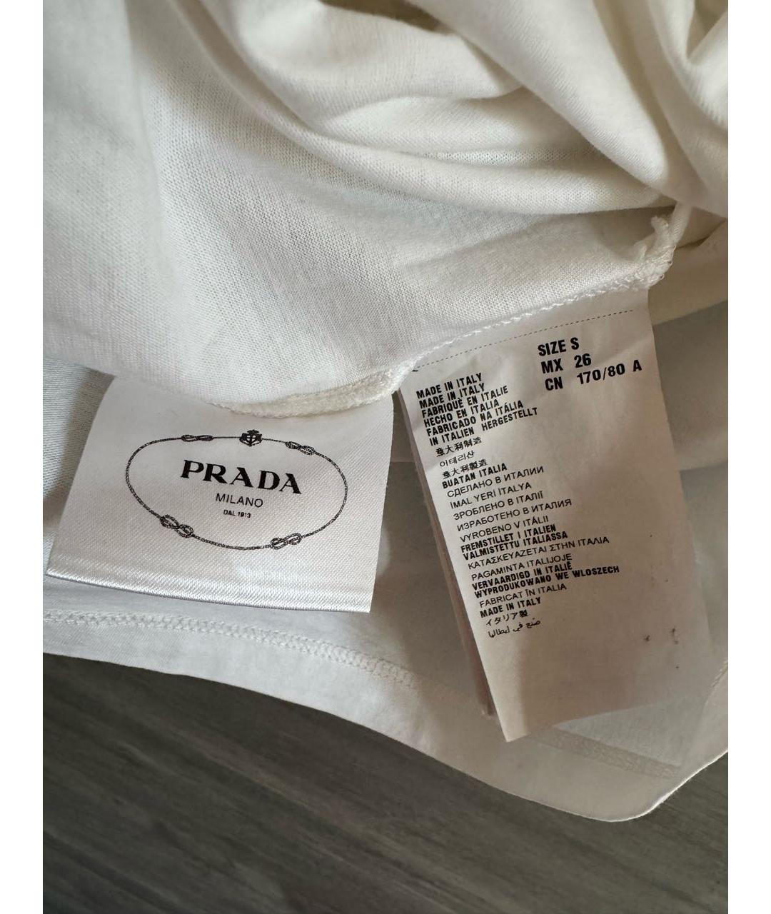 PRADA Белая хлопковая футболка, фото 4