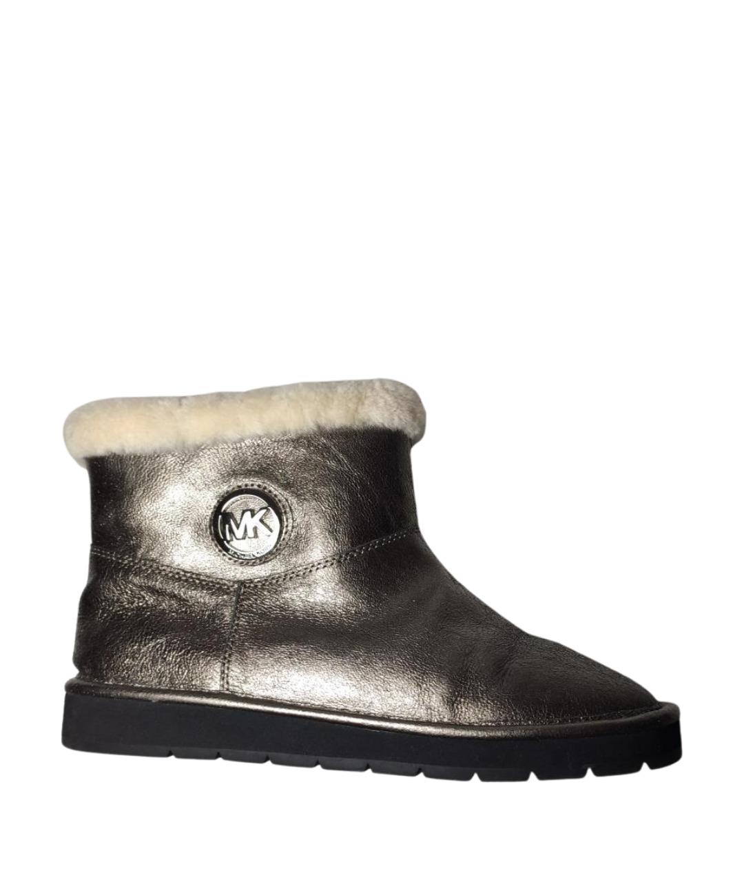 MICHAEL KORS Серебряные кожаные полусапоги, фото 1