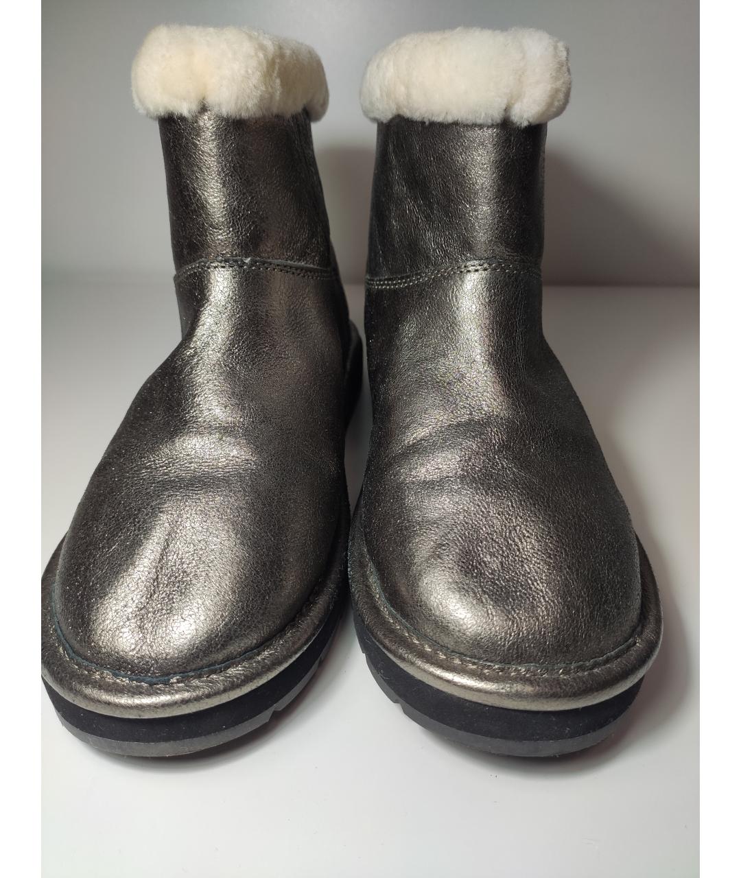 MICHAEL KORS Серебряные кожаные полусапоги, фото 2