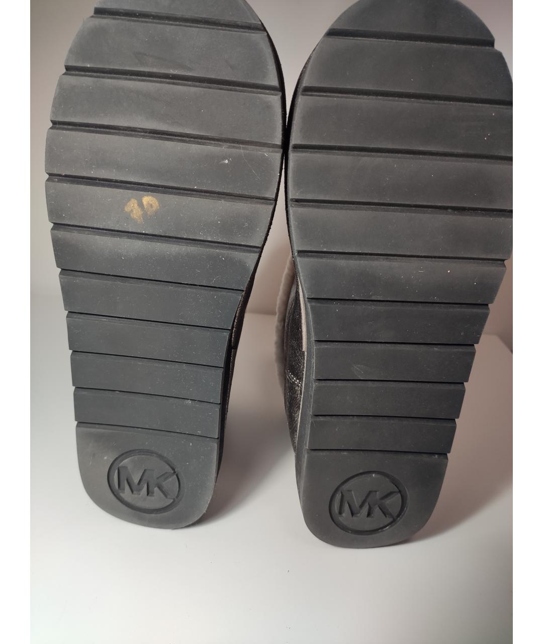 MICHAEL KORS Серебряные кожаные полусапоги, фото 5