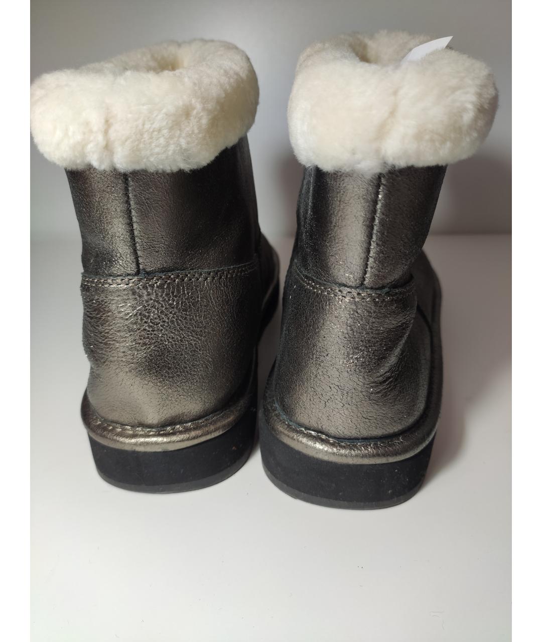 MICHAEL KORS Серебряные кожаные полусапоги, фото 4