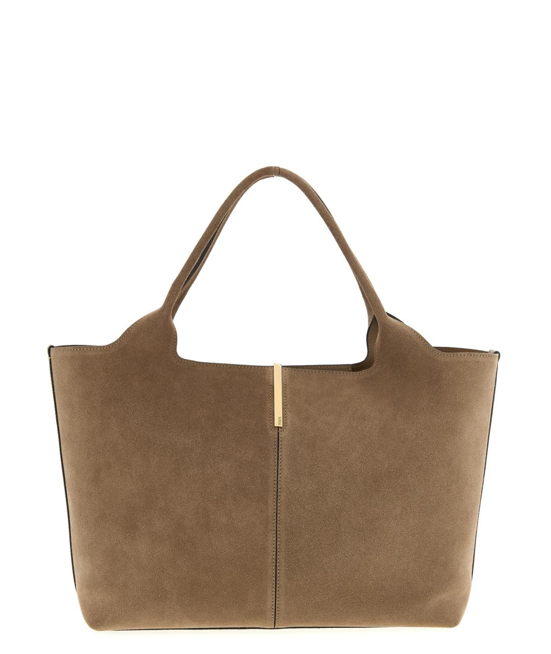 TOD'S Бежевая кожаная сумка тоут, фото 1