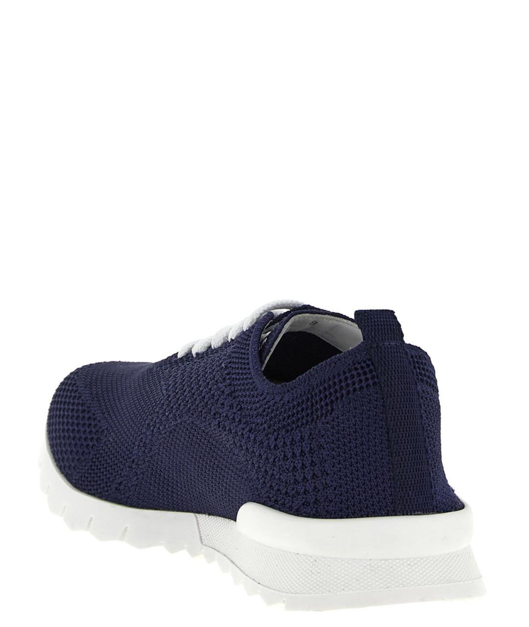 KITON Синие текстильные низкие кроссовки / кеды, фото 3