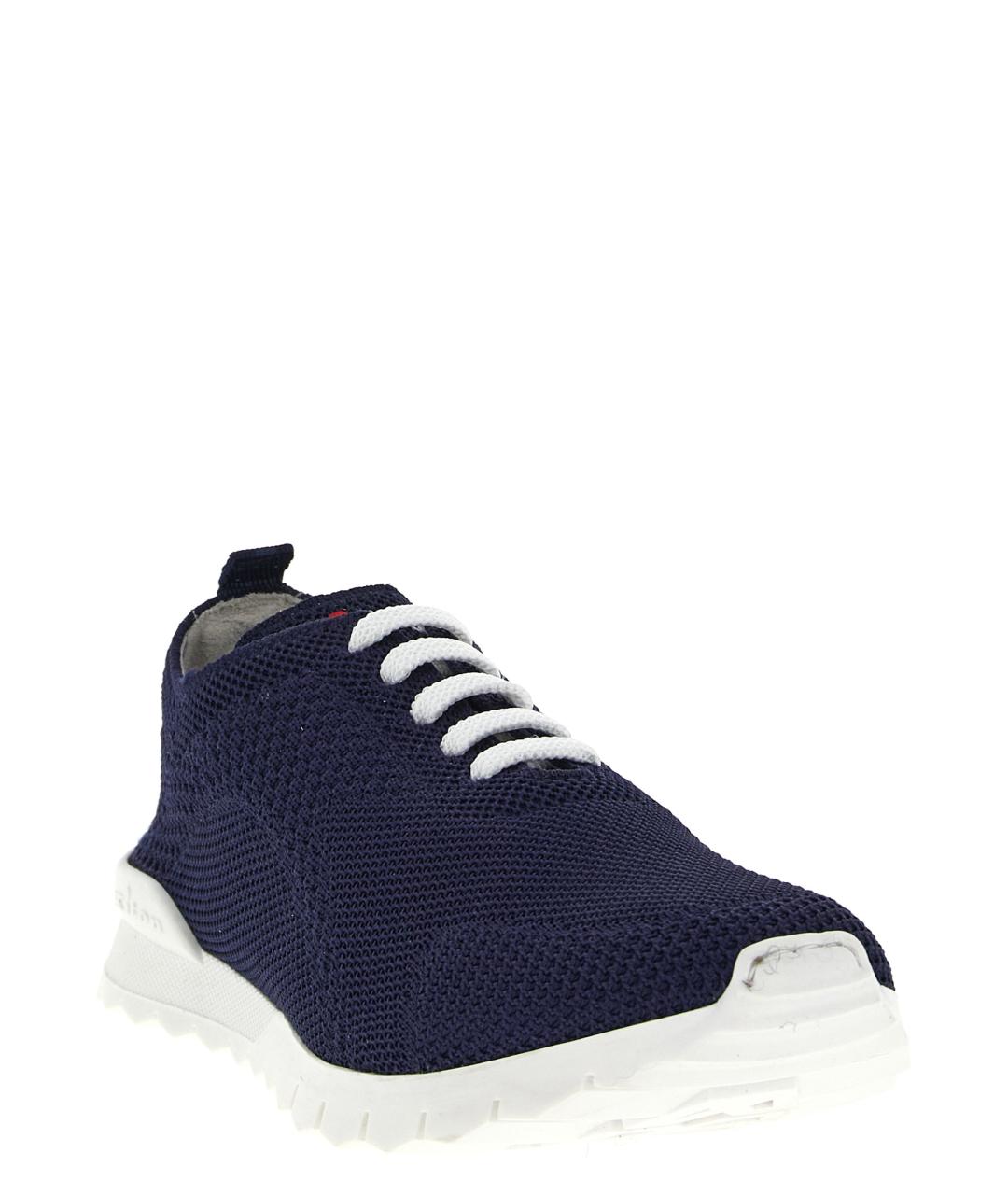 KITON Синие текстильные низкие кроссовки / кеды, фото 2