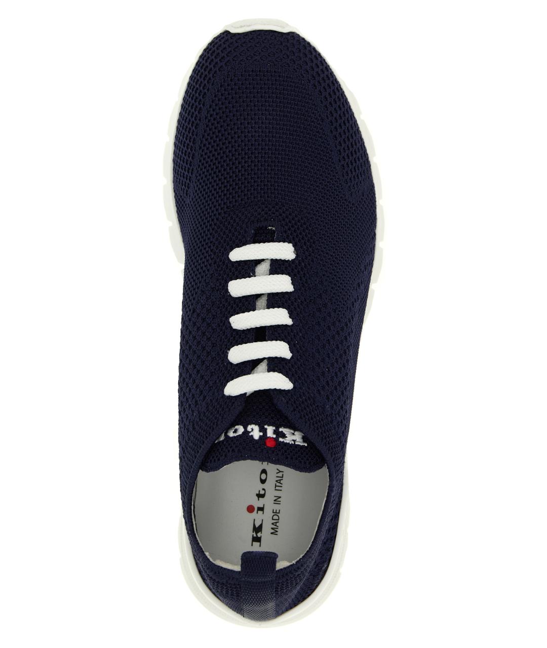 KITON Синие текстильные низкие кроссовки / кеды, фото 4