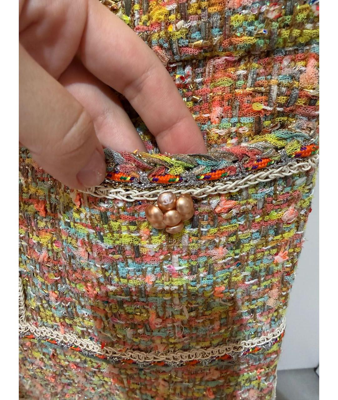 CHANEL Оранжевое твидовое коктейльное платье, фото 5