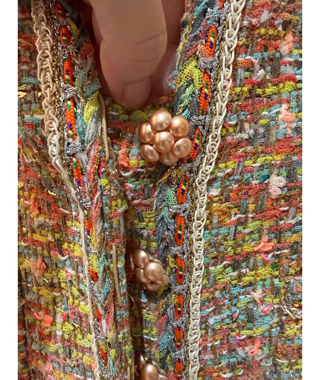 CHANEL Оранжевое твидовое коктейльное платье, фото 4