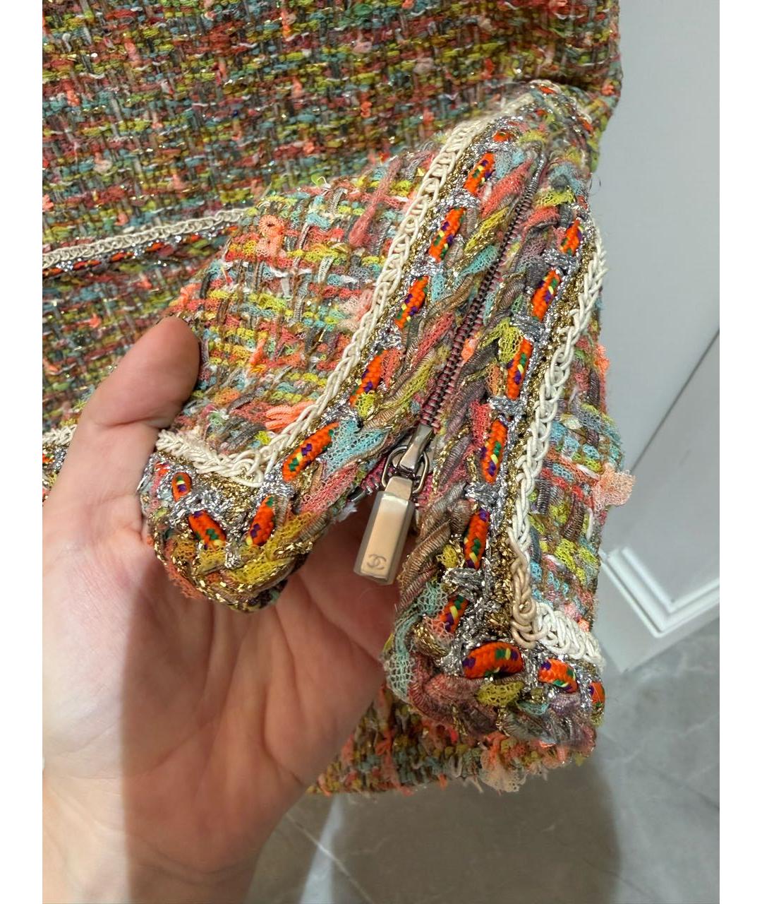 CHANEL Оранжевое твидовое коктейльное платье, фото 6