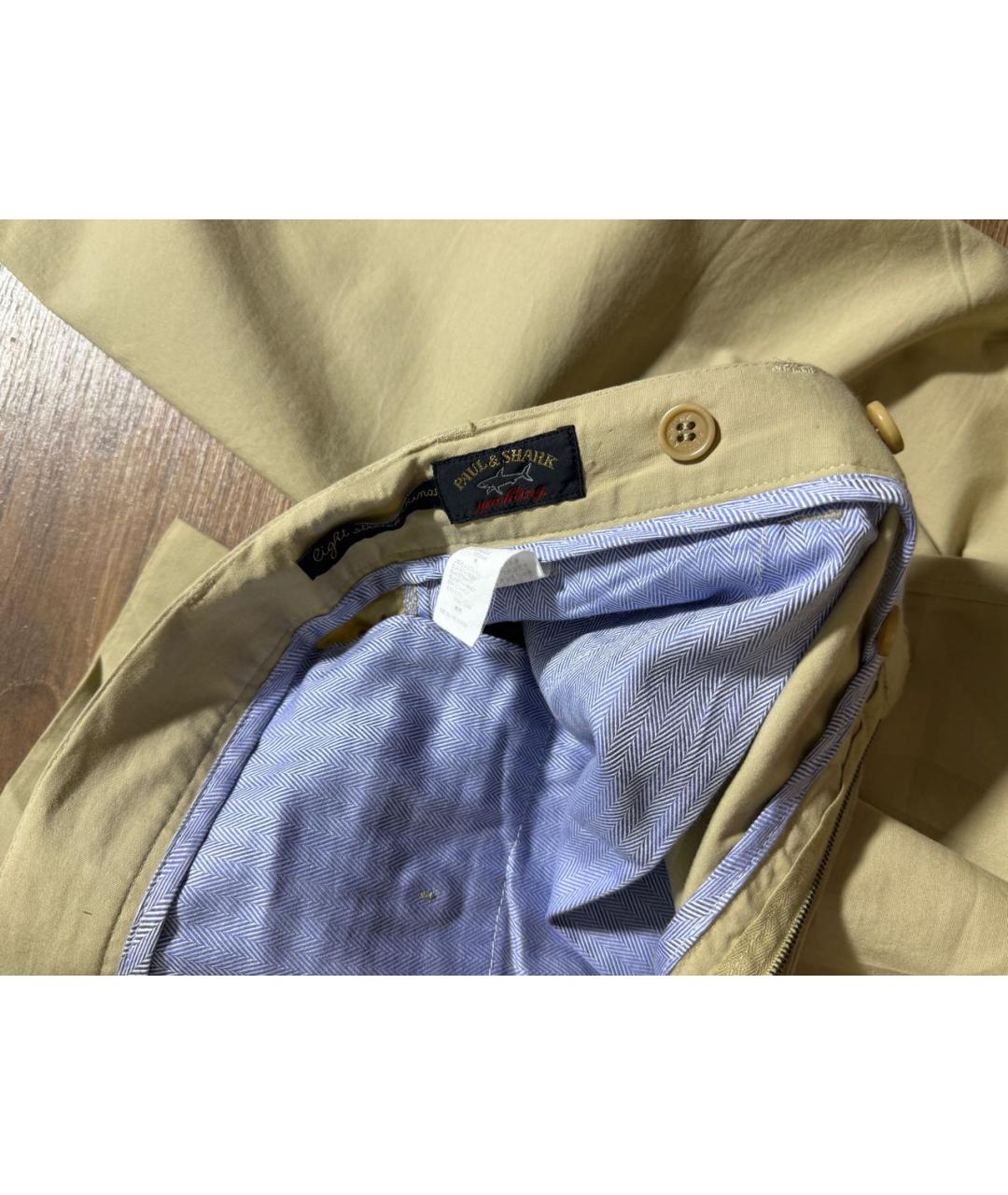 PAUL & SHARK Бежевые хлопковые повседневные брюки, фото 4