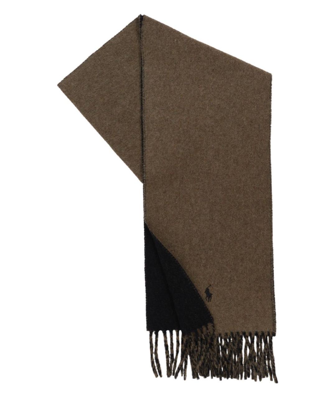 POLO RALPH LAUREN Коричневый шерстяной шарф, фото 4