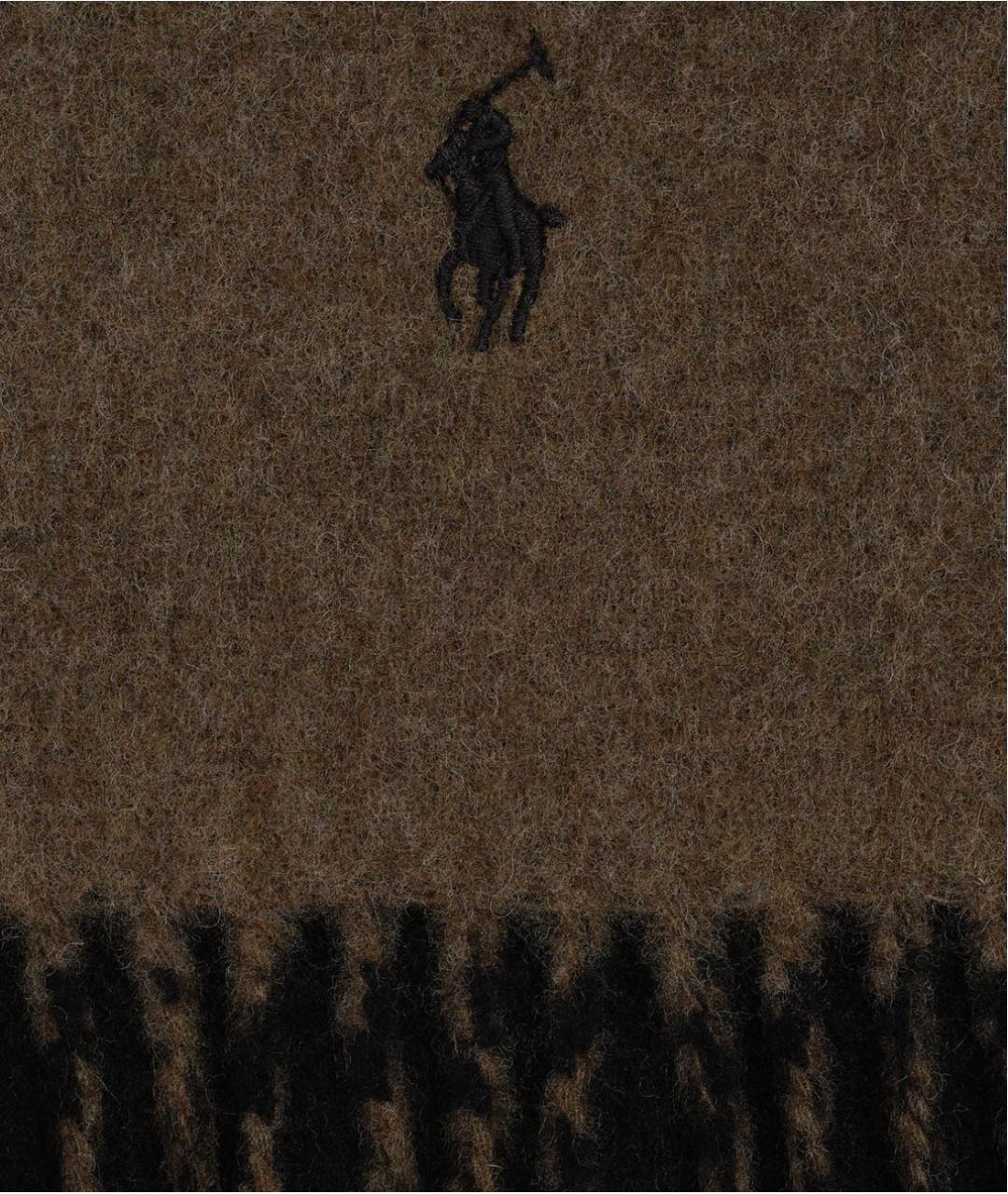 POLO RALPH LAUREN Коричневый шерстяной шарф, фото 2