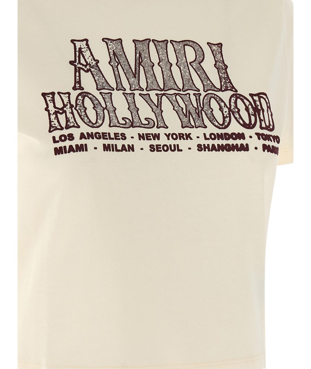 AMIRI Бежевая хлопковая футболка, фото 4