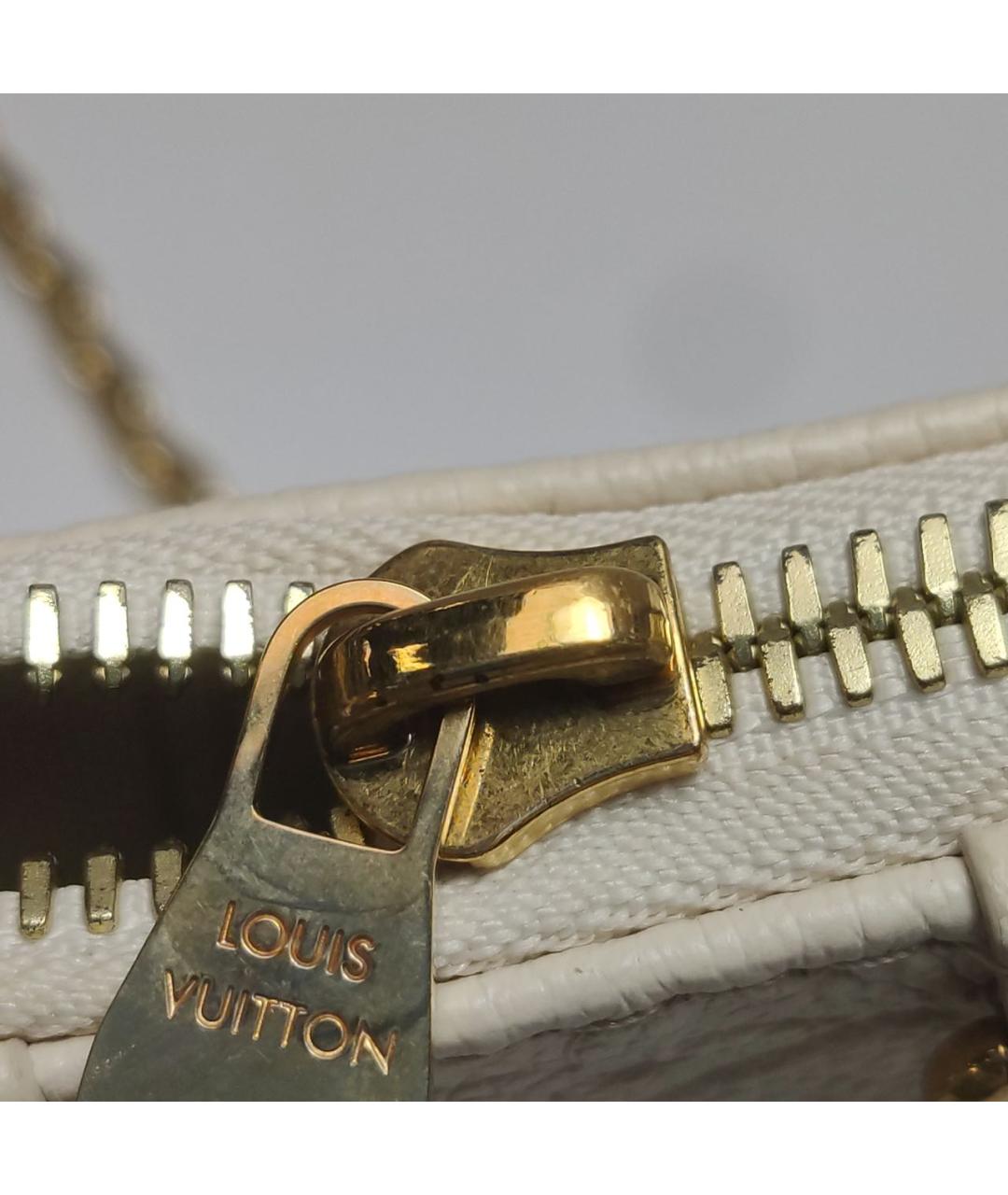 LOUIS VUITTON Бежевая кожаная сумка через плечо, фото 6