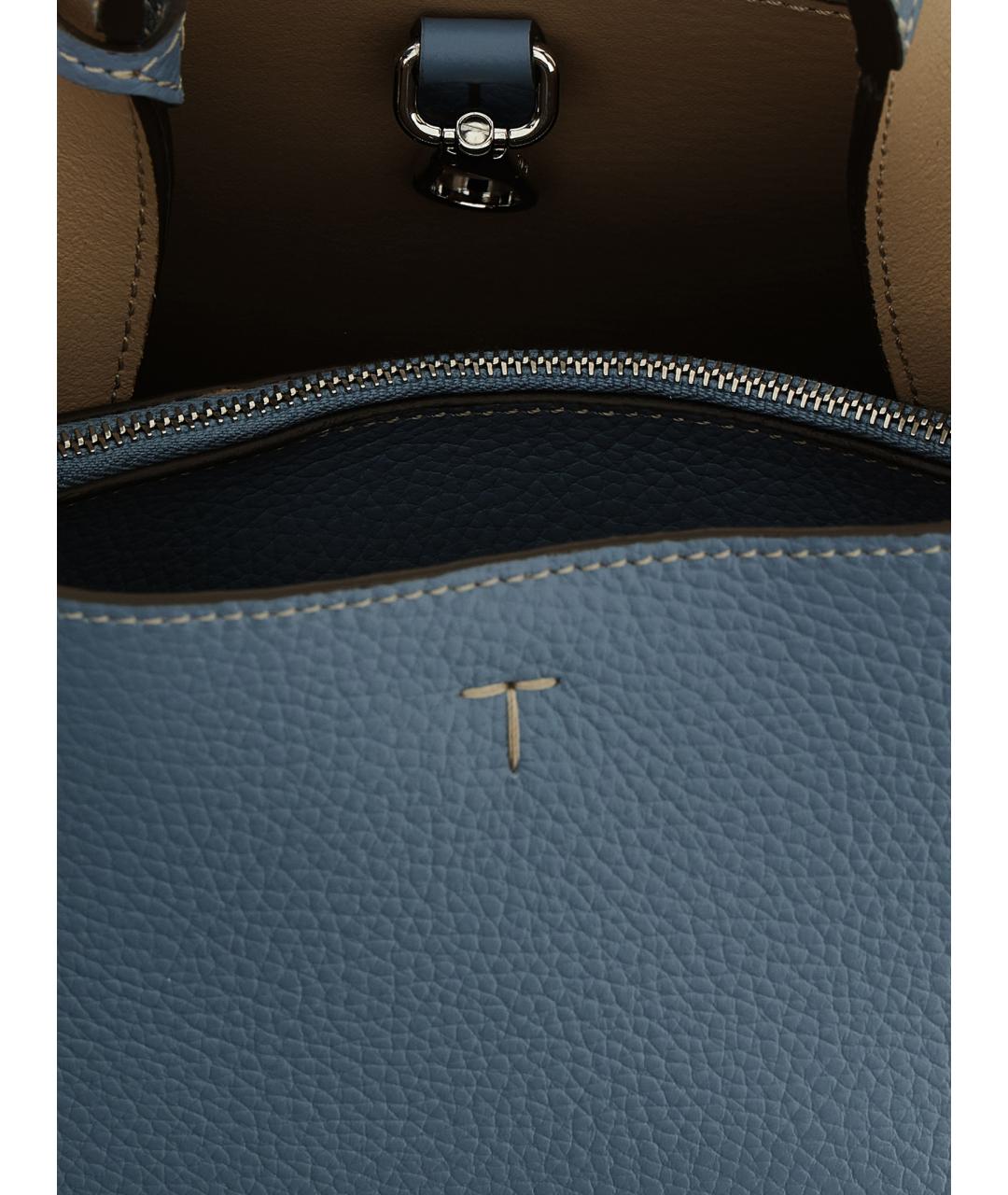 TOD'S Голубая кожаная сумка тоут, фото 4