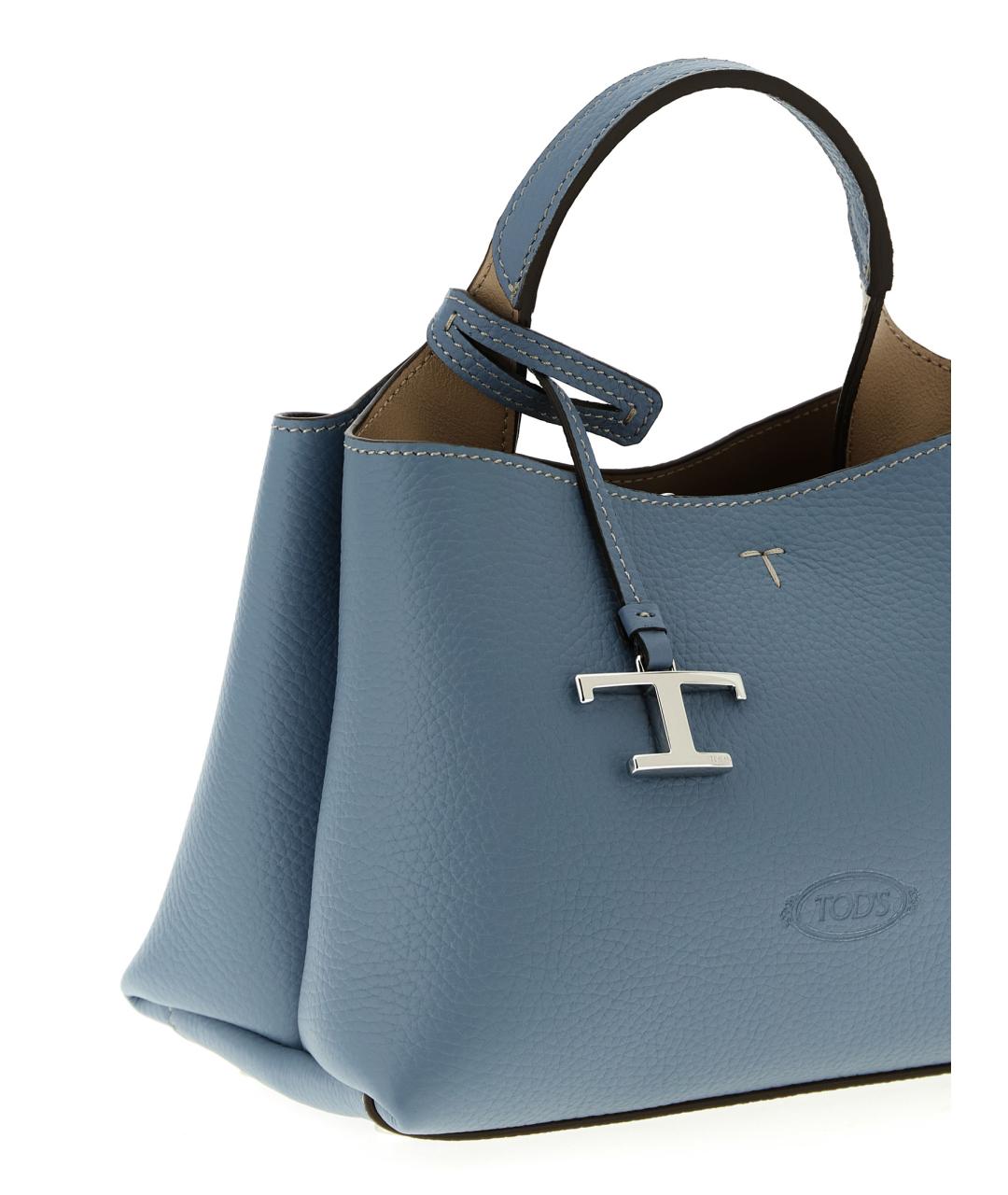 TOD'S Голубая кожаная сумка тоут, фото 3