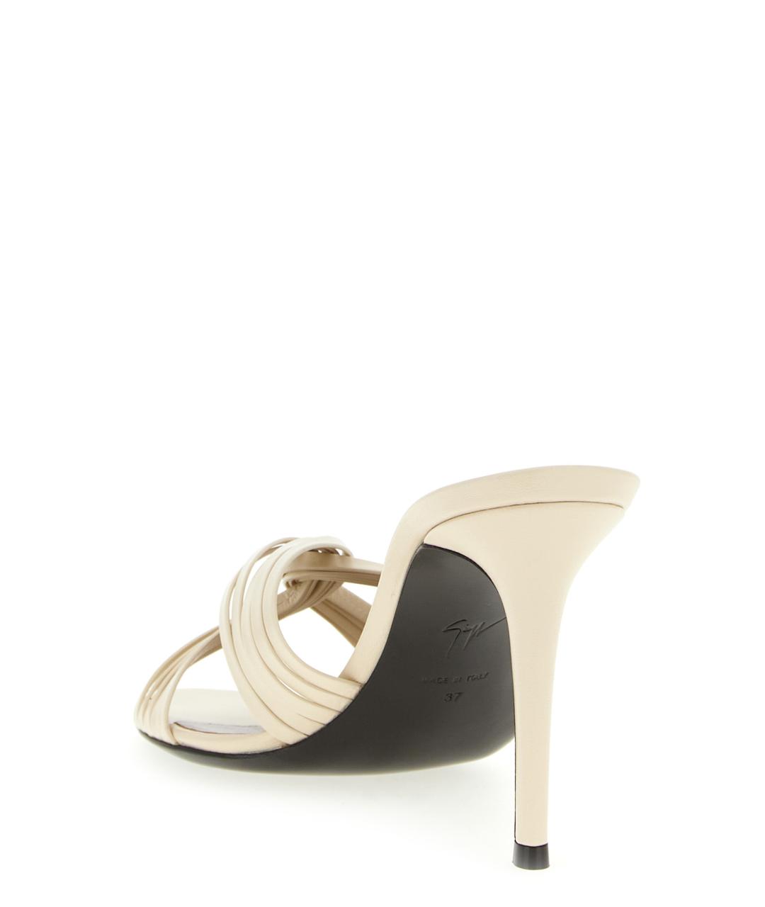 GIUSEPPE ZANOTTI DESIGN Белые кожаные босоножки, фото 3