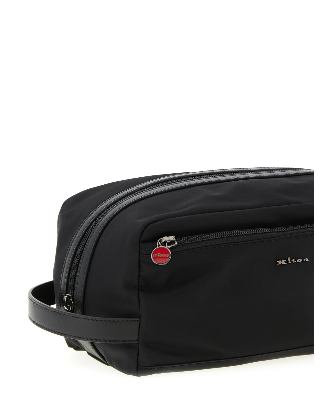 KITON Черная тканевая барсетка, фото 3