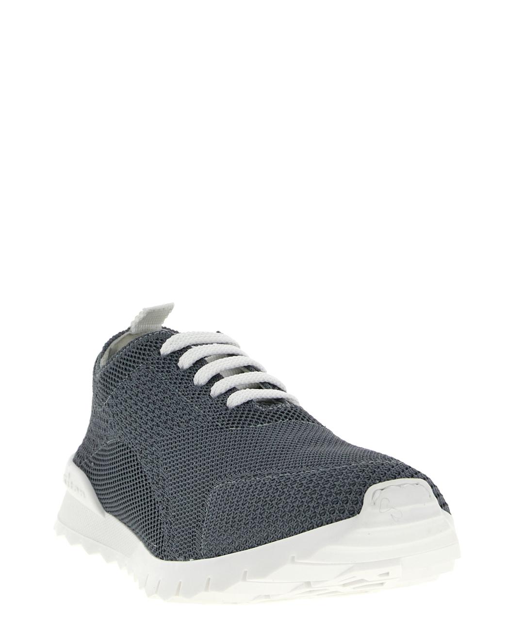 KITON Серые текстильные низкие кроссовки / кеды, фото 2